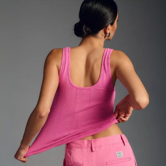 Anthropologie Pilcro Notched Tank in Pink - Picture 2 of 7